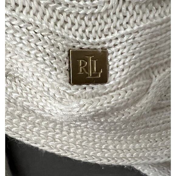 Lauren Ralph Lauren Women’s Sz. M Cream Cowl Neck Sweater Cable Knit Pullover - Picture 3 of 7